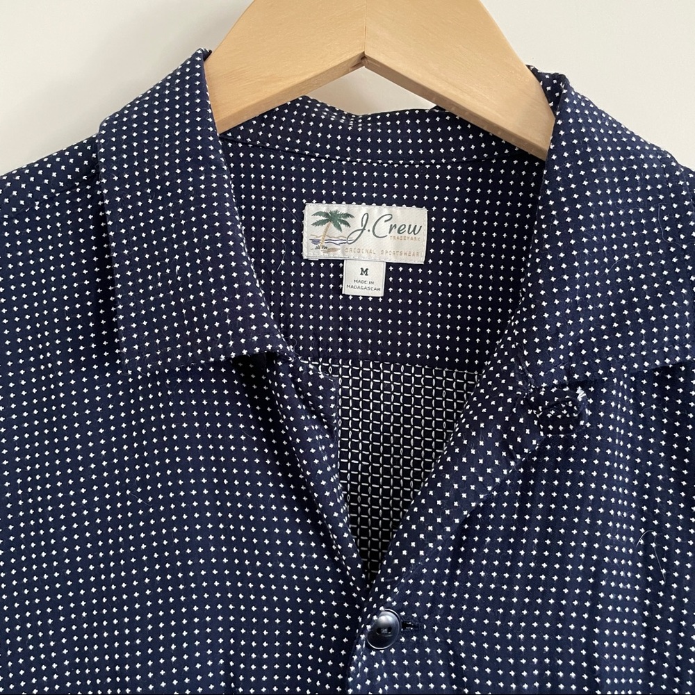J. Crew Short Sleeve Camp Collar Shirt Summer Blue